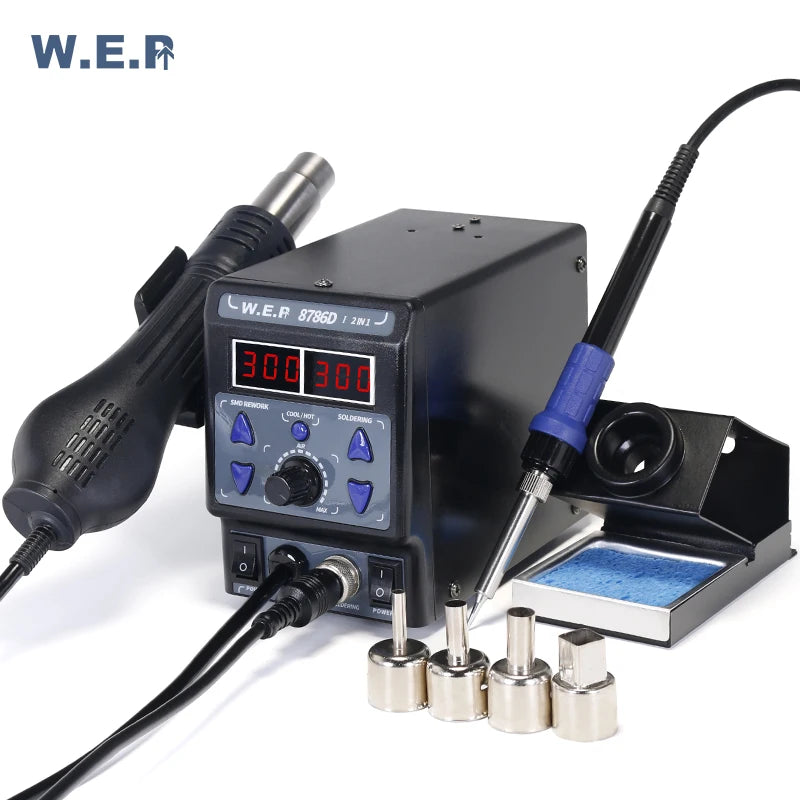 WEP 8786D-I SMD LED Display Adjust Temperature Multifunction Hot air Desoldering Welding Machine Rework Soldering Station