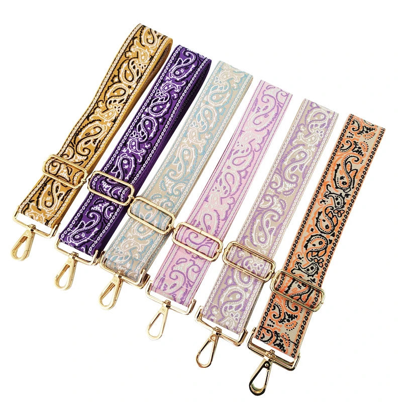 Meetee B-J261 5cm New Ethnic Style Small Fish Embroidery Jacquard Webbing Thickened Crossbody Wide Shoulder Strap