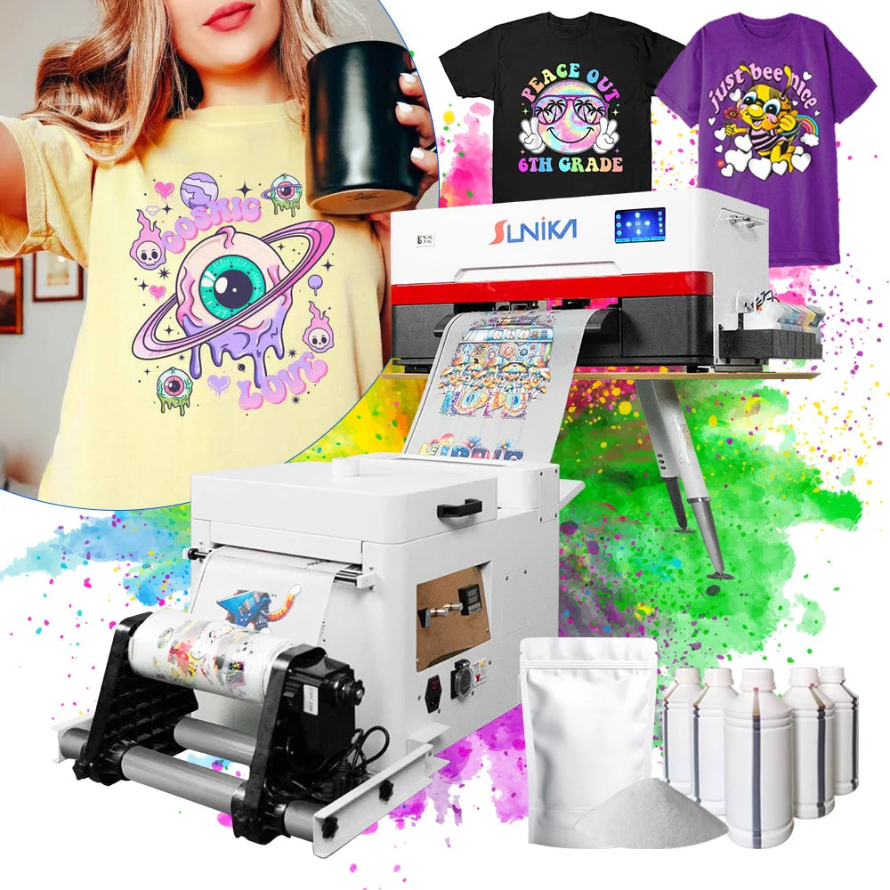 Sunika  Automatic Industrial Printhea A3 Digital DTF Printer for 30cm Clothes Inkjetd with PET Film Pigment Ink
