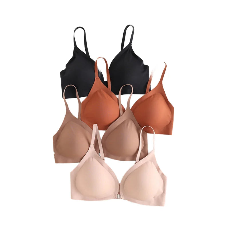 Girls Padded Customized Push up Wire Free Front Closure Sports Bra Women Underwear Seamless Bra