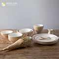 Scandinavian Style Eco-Friendly Stocked Hotel Restaurant Family Applicable Ceramic Porcelain Dinner Set Plate Bowl Khaki Color