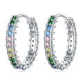 925 Sterling Silver Colorful Zircon Hoop Earrings for Women Fine Jewelry Simple Ear Buckles Silver Accessories Party Gift BSE683