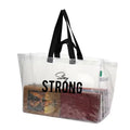 Eco-Friendly Large Reusable Polypropylene PP Woven Handled Shoulder Closure Shopping Tote Bag Clear Transparent Custom Heat