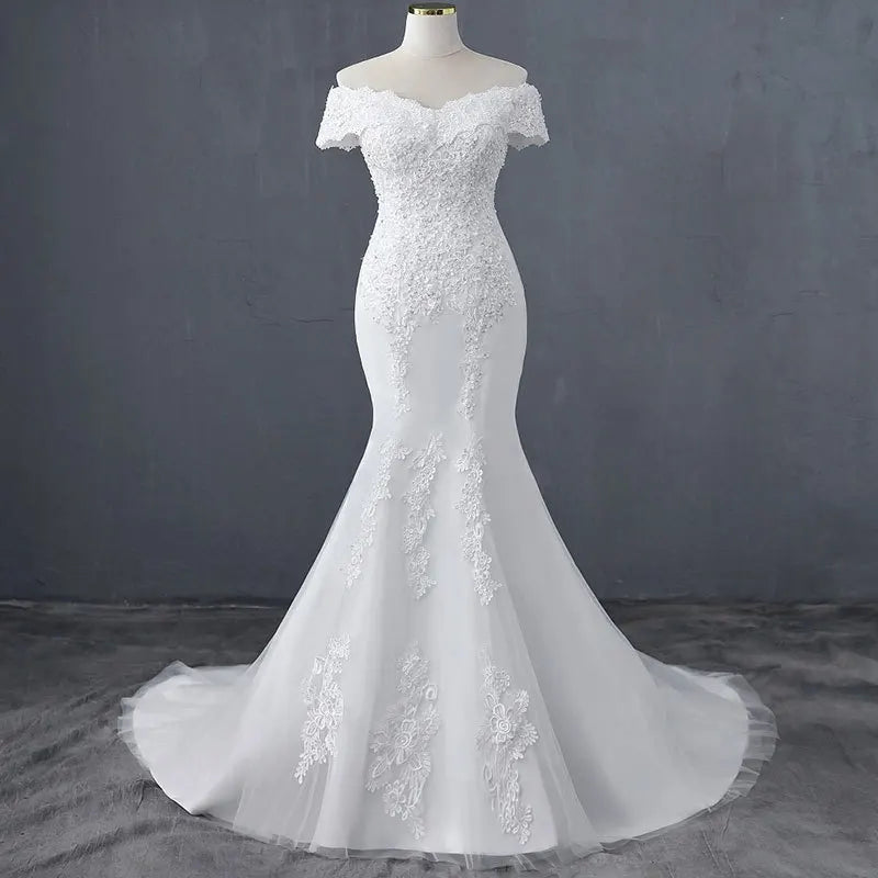 S136Q New 2022 Trailing Lace Mid-waist Temperament Dream Gradient White Wedding Dress