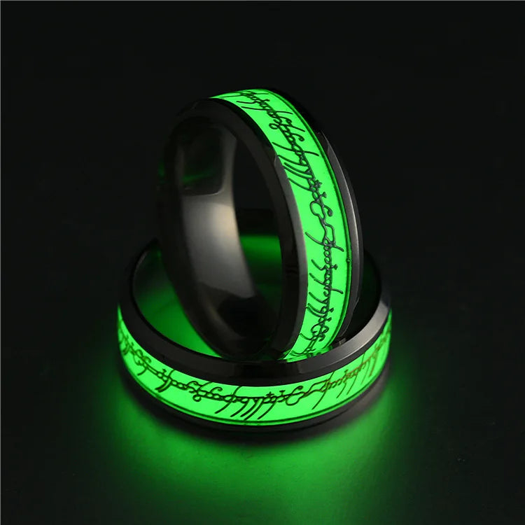 Unisex Glow in the Dark Titanium Steel Luminous Ring Stainless Steel Anillo De Acero Inoxidable for Men and Women