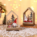 Factory Price Led Light Wood House Christmas Tree Decorations for Home Christmas Tree Hanging Ornaments