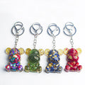 Natural Crystal Gravel Cute Cartoon Hug Bear Violent Bear Key Chain for Car Bag Decoration Keychain