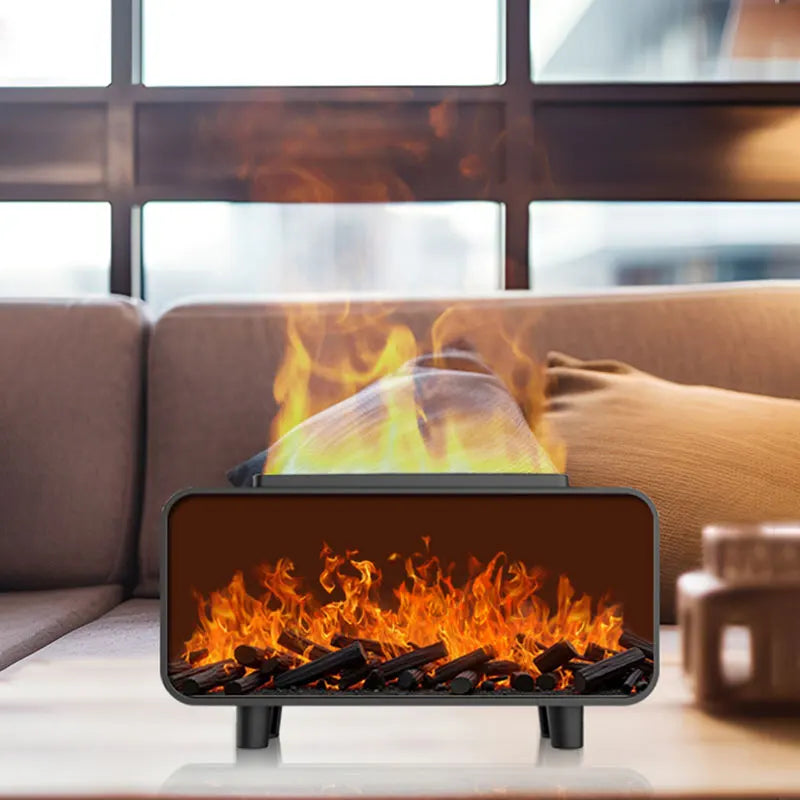 Hot Sale Ultrasonic Simulated Fireplace Essential Oil Diffuser Household Colorful Light Flame Humidifier Aroma Diffuser