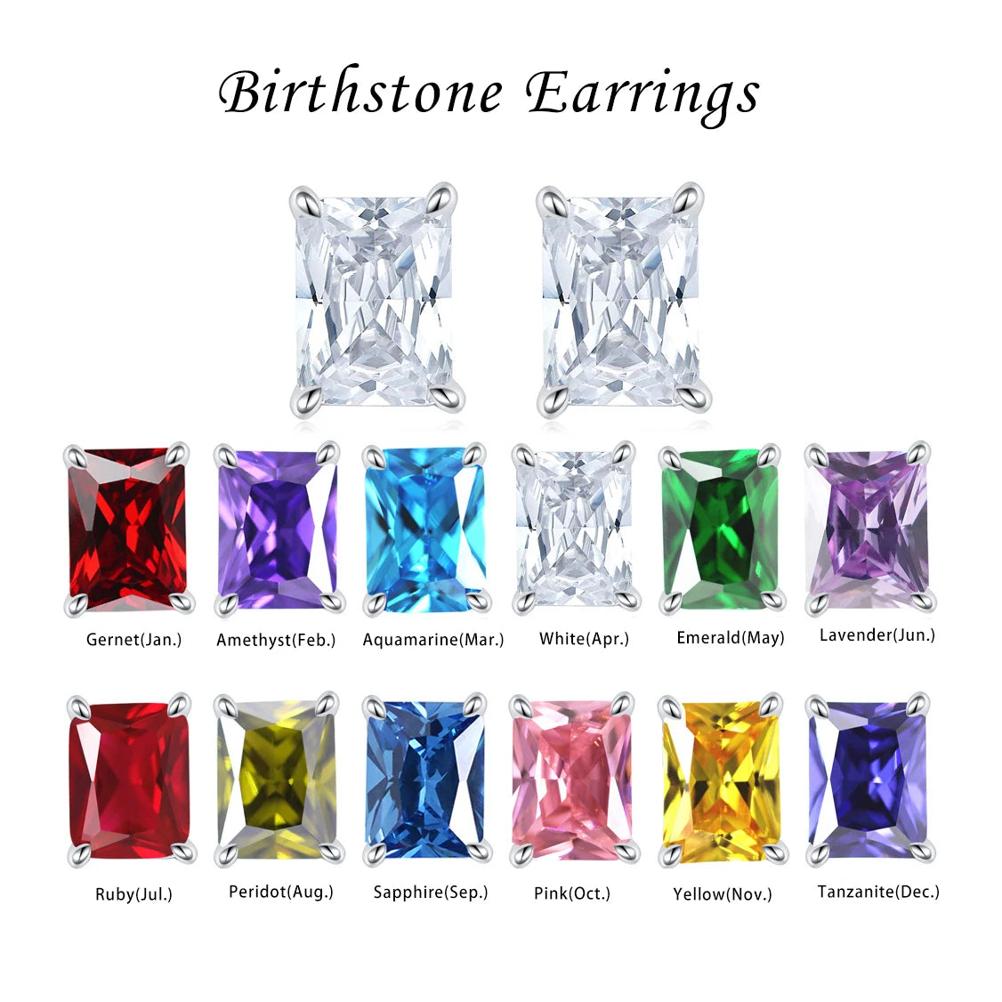 Wholesale Custom 925 Silver 12 Month Birthstone Earrings Bulk Natural Stone Jewelry for Resale