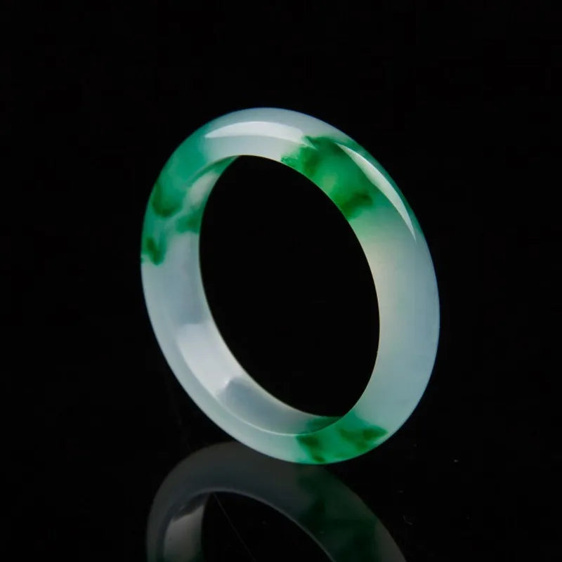 Newest Ice Seed Drift Green Jade Bangle Floating Flower Handring Jadeite  Jade