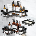 Bathroom Iron Wall Mounted Metal Organizer Shelf Set Three-Layer Modern Multi-Purpose Storage Racks