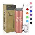 Customized Double Wall Skinny Insulated 20oz Coffee Stainless Steel Tumblers Wholesale Bulk Tumbler Cup with Straw
