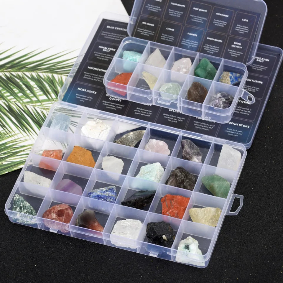 Wholesale Natural Crystal Mineral Specimens Box Raw Stone Crystal Tumble Stone Set