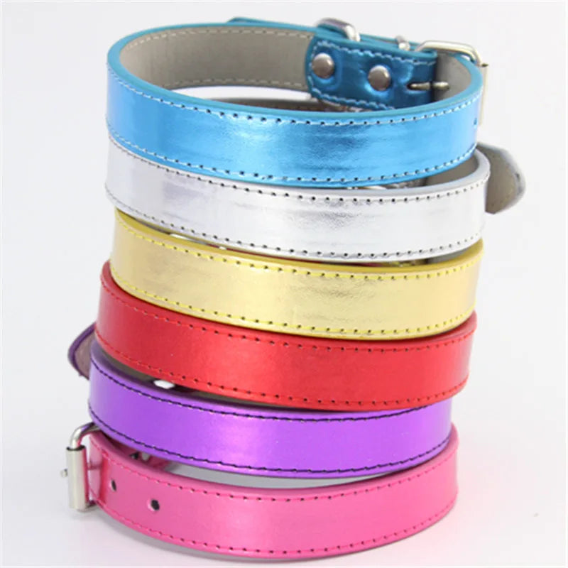 Wholesale Stocked Metallic Blank Veg Tan PU Leather Cat Pet Dog Collar