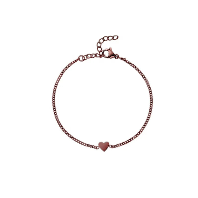 Lovely Cute Stainless Steel Small Gold Heart Bracelet Gold Plated with Valentines Theme Gift