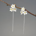 Lotus Fun Handmade 925 Sterling Silver18k Gold Retro Forget-me-not  Flower Drop Earrings Fine Jewelry for Women