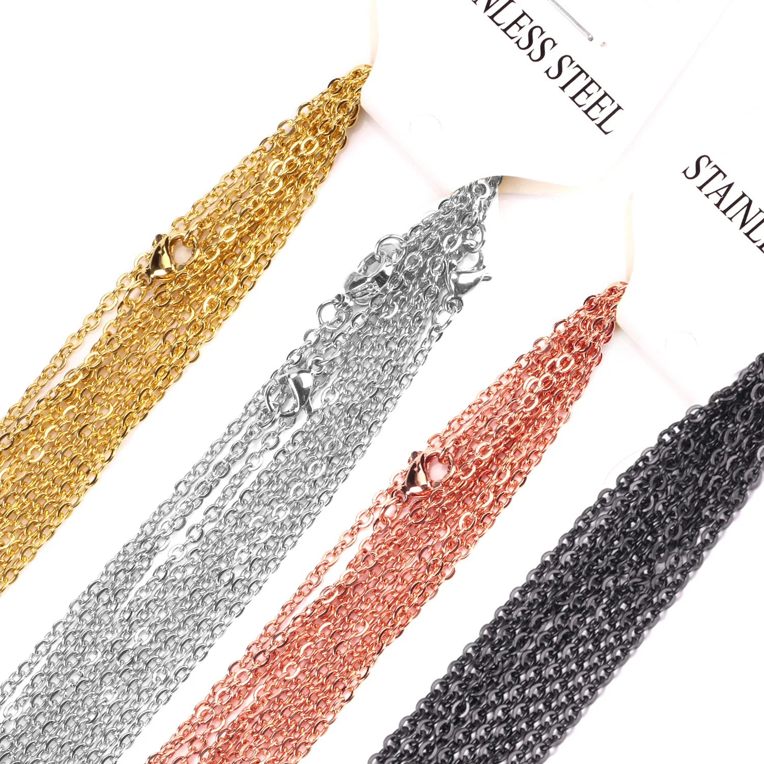Cheap 1mm/2mm  18k Gold Rolo Round Link Chain 316L Stainless Steel China Necklace in Good Quality