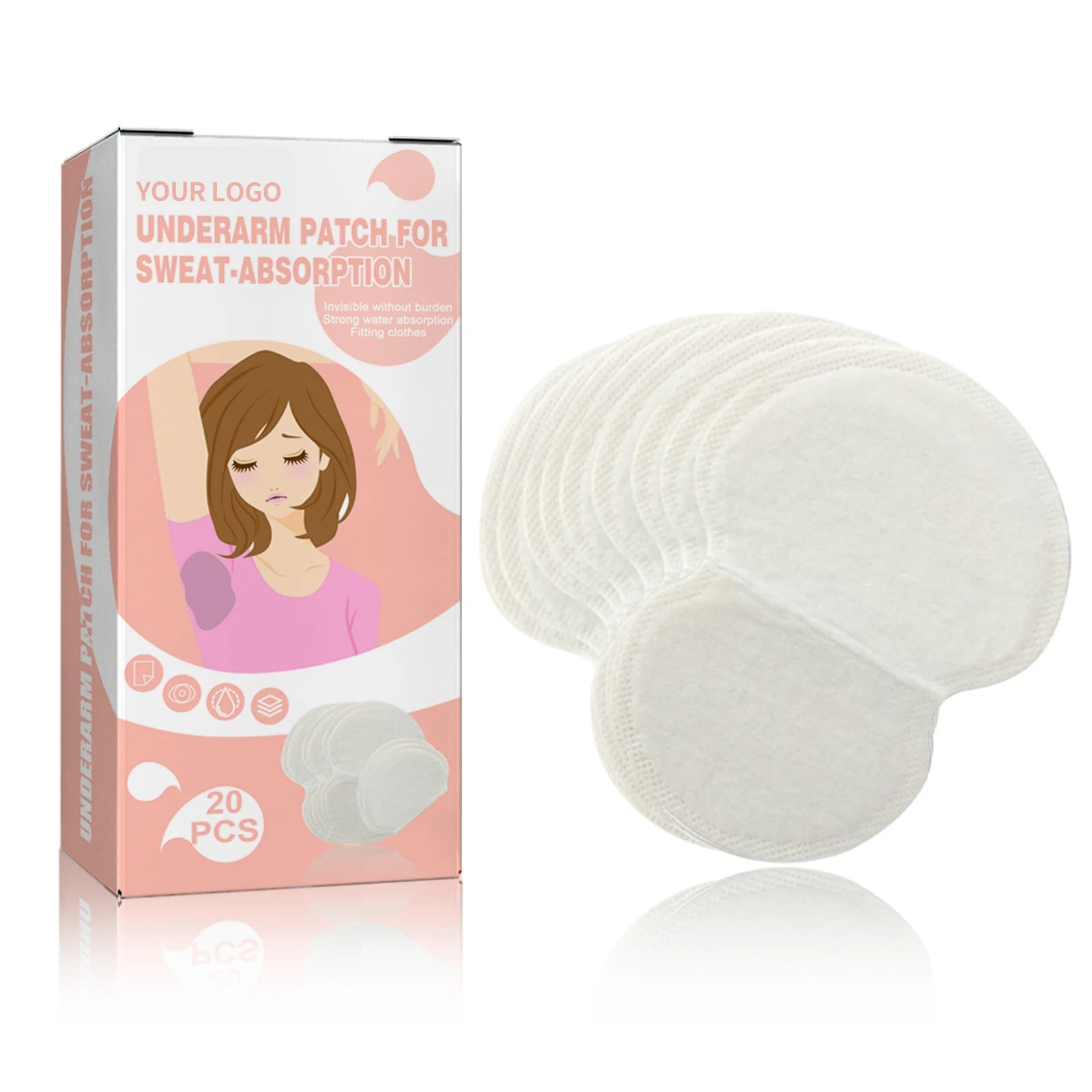 OEM Private Brand Herbal Moisturizer Underarm Sweat Pads Non-Woven Invisible Absorbent Armpit Liner Patch