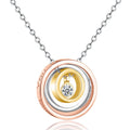 G412 Valentine's Day Three-Color Geometric Circle Three-Ring Interlocking Clavicle Chain Couples Necklace