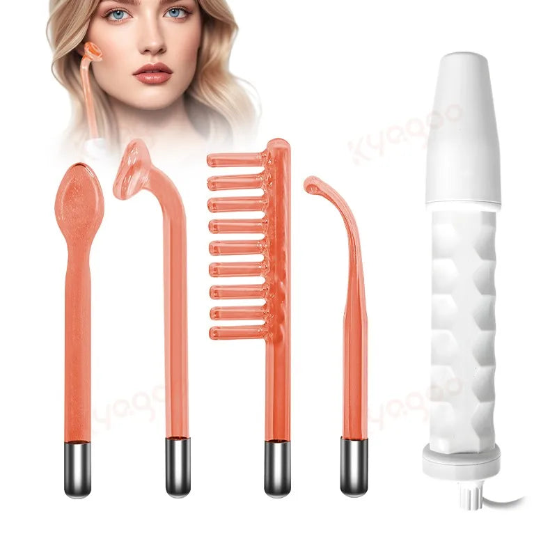 Portable Handheld High Frequency Skin Therapy Wand Facial Beauty Machine Electrotherapy Face Cleansing Skin Tightening Device
