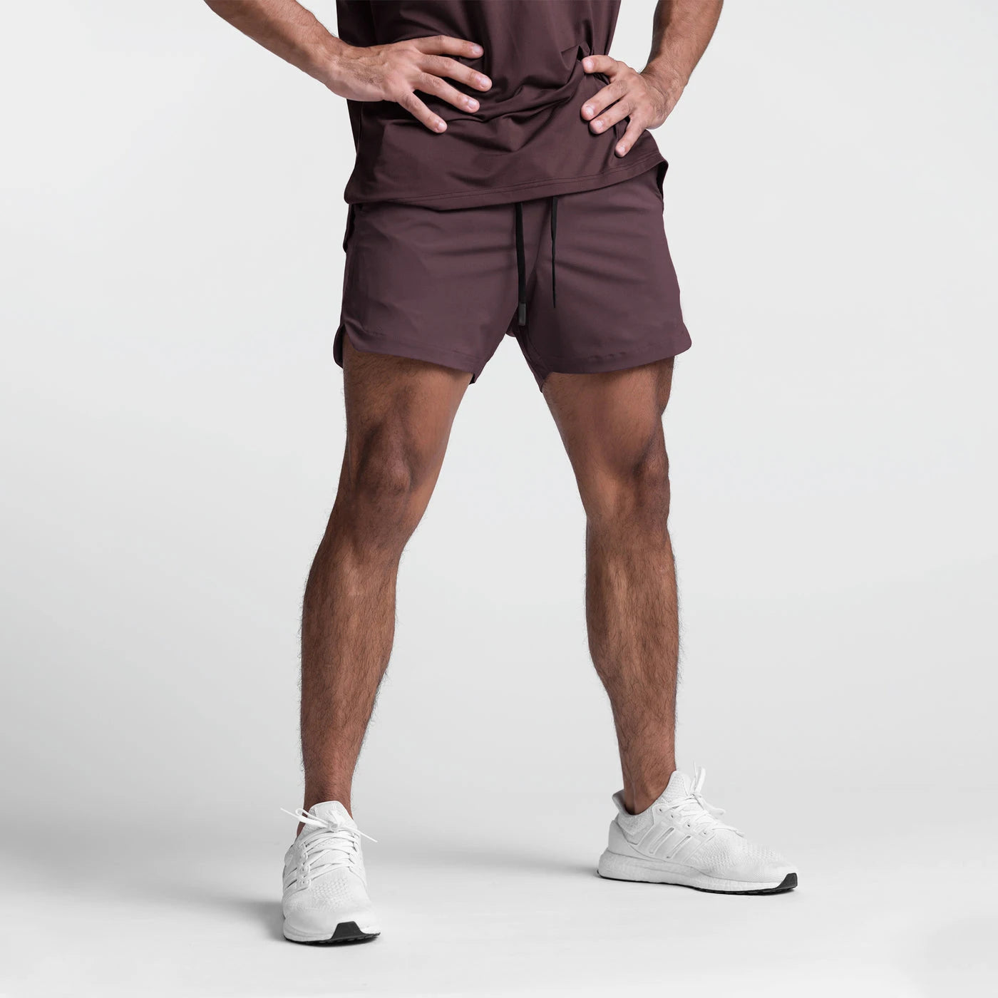 Mens  Quick Dry Solid Color Running Fitness Sports Gym Training Leisure Shorts
