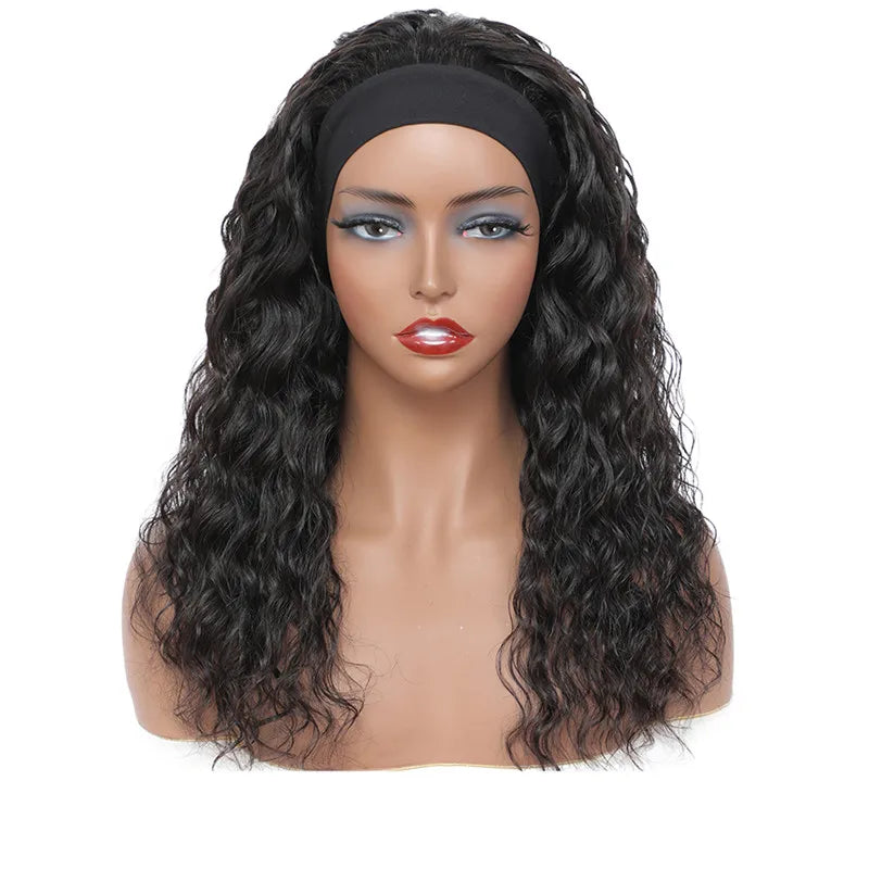 Wholesale Brazilian Human Hair Headband Wig Deep Water Wave Kinky Curly Transparent Lace for Black Women