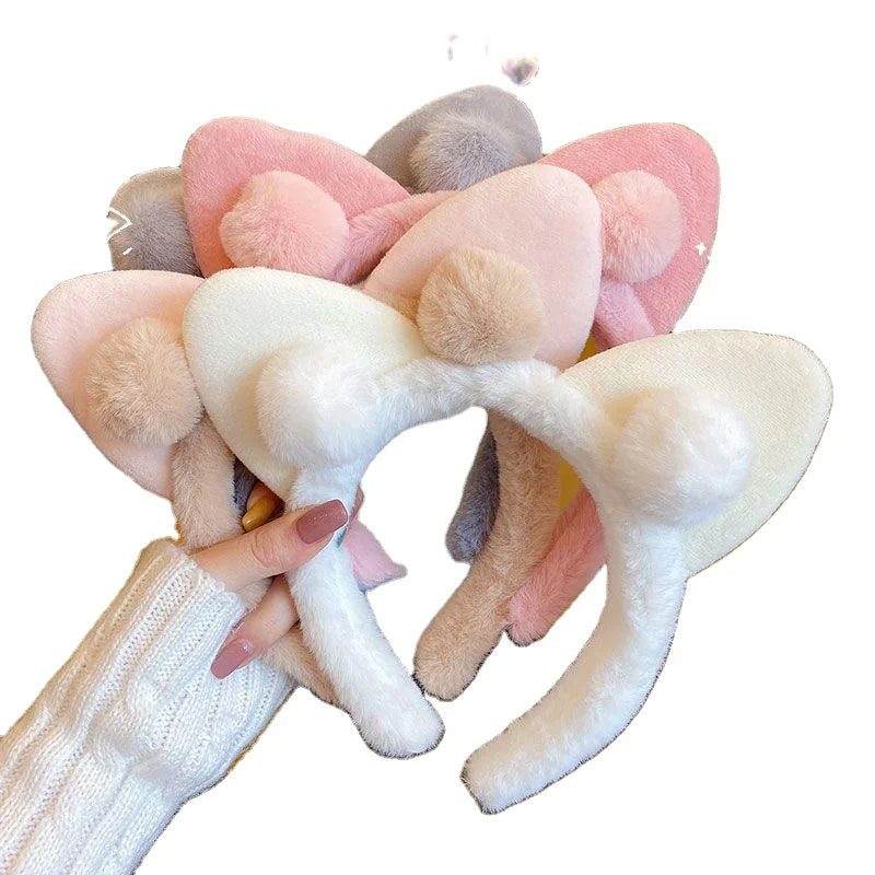 Fashion Soft Women Plush Headband Bear Cat Ears Lamb Fluffy Make up Cute Hairband Wash Face Headband