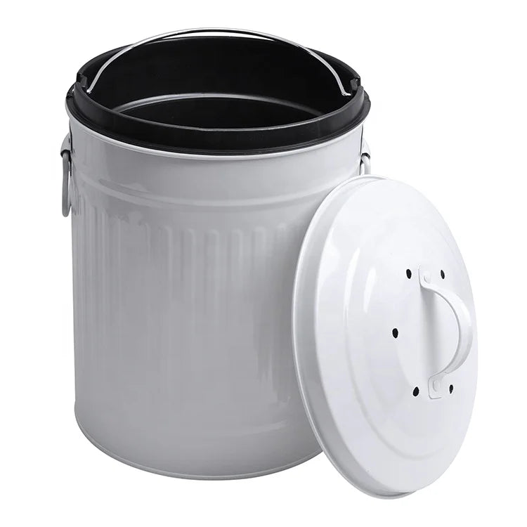 HANGSHAU 7L Galvanized Metal Charcoal Filter Kitchen Compost Pail Countertop Compost Bin With Lid