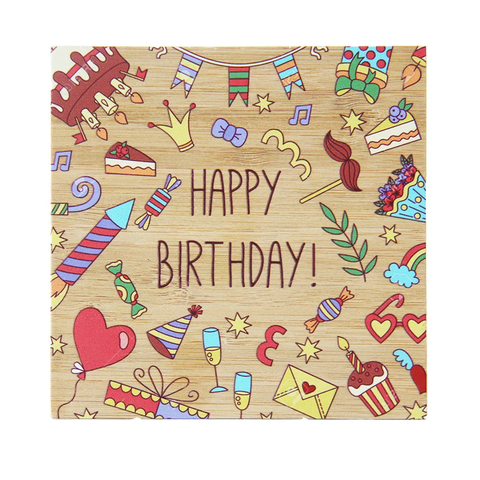 Thank You Happy Birthday Greeting Cards Business Card Color Printing Laser Engraving