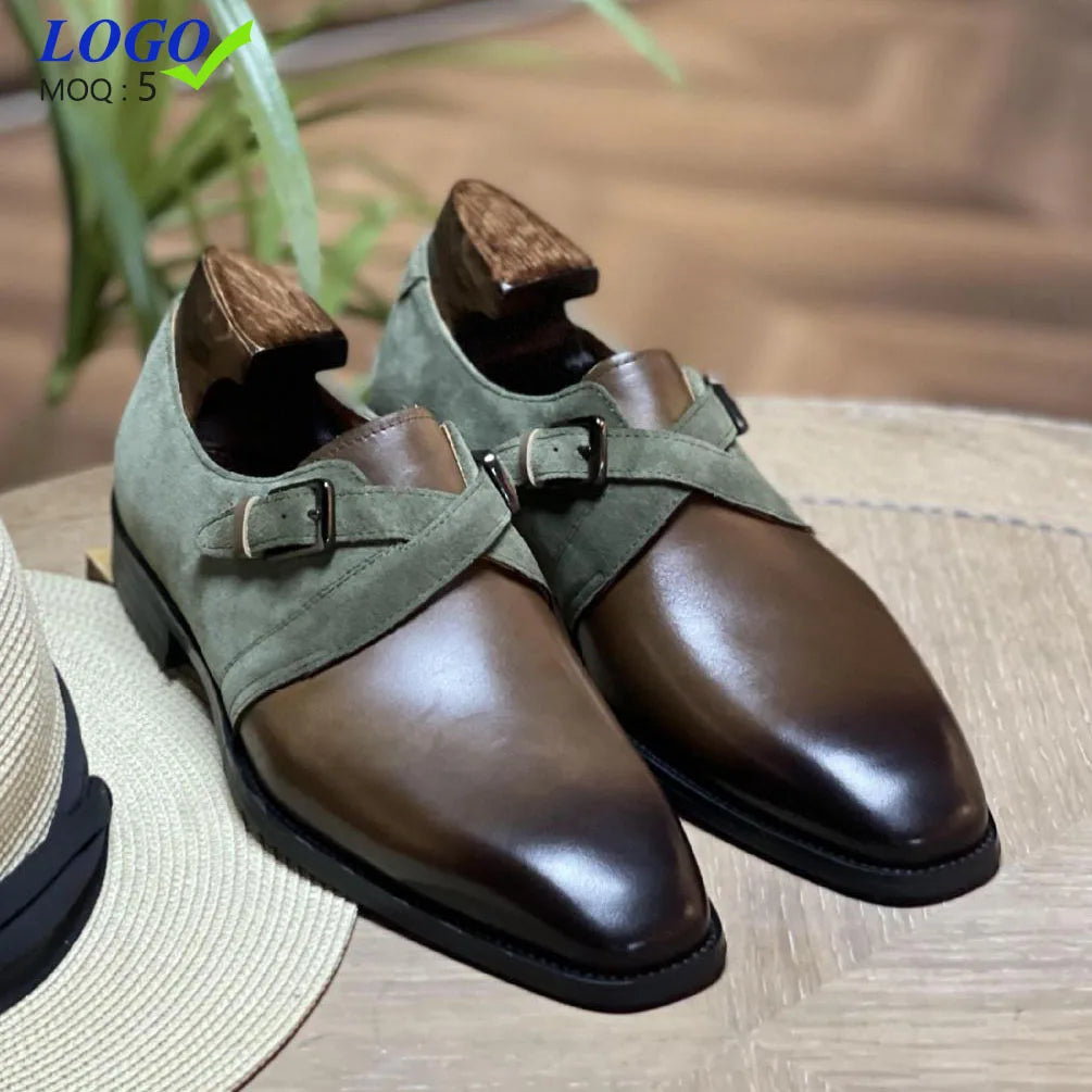 New Arrival Trending Genuine Leather Men's Double Monk Strap Oxfords Business Wedding Formal Dress Shoes for Autumn