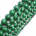 Wholesale 4/6/8/10/12MM Smooth Green Malachite Round Stone Beads Loose Beads for Jewelry DIY Bracelet