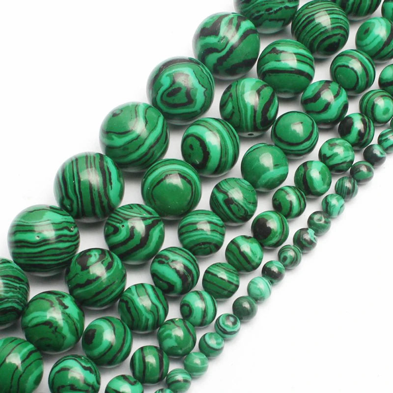Wholesale 4/6/8/10/12MM Smooth Green Malachite Round Stone Beads Loose Beads for Jewelry DIY Bracelet