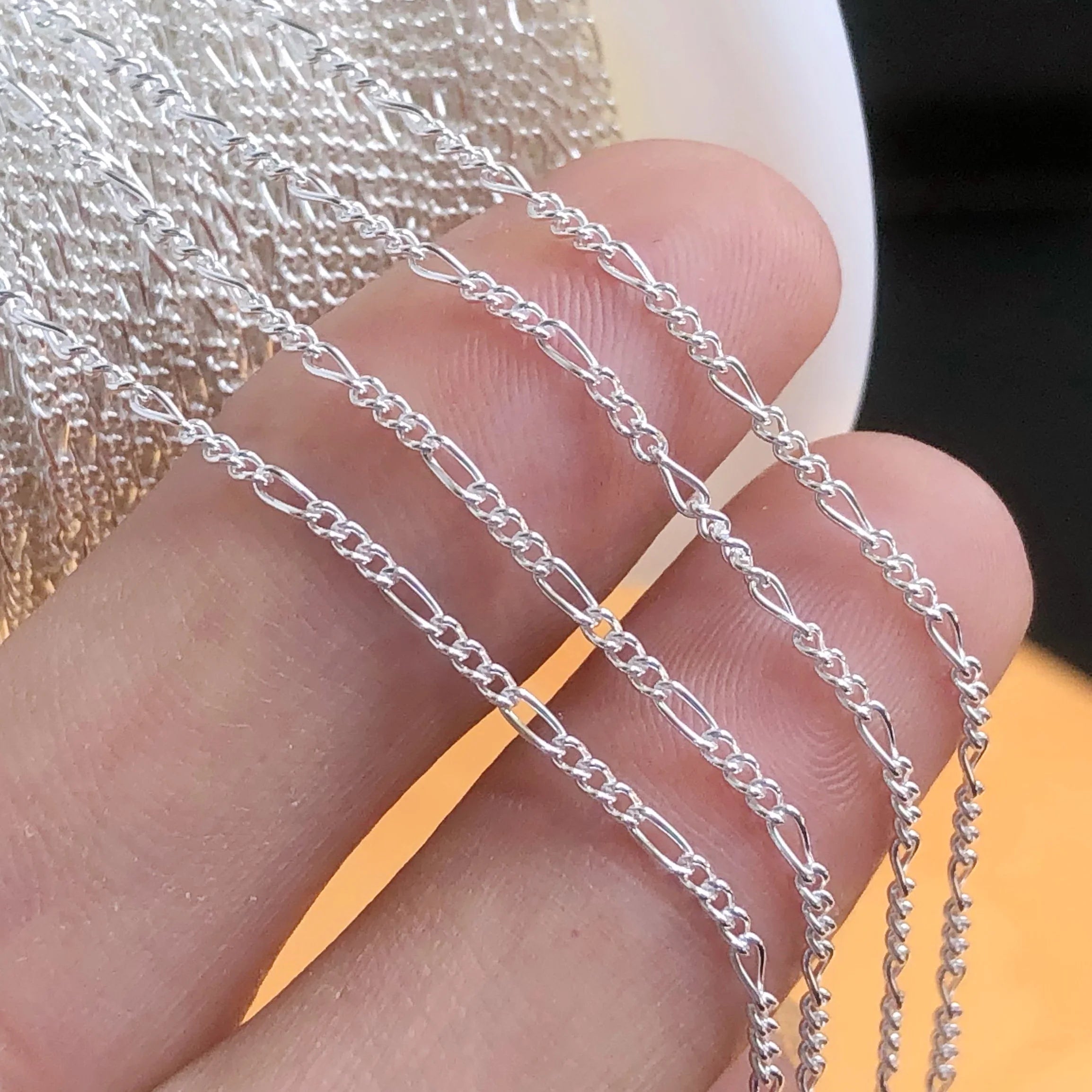 Excellent 3+1 Figaro Chain 925 Sterling Silver for Women Permanent Jewelry Making Gold Filled Chains
