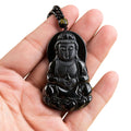 Natural Black Jadeite Guanyin Pendant Jade Men and Women Necklaces
