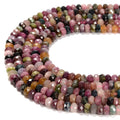 Natural 4x7mm Multicolor Tourmaline Faceted Rondelle Gemstone Loose Beads for Jewelry Necklace Making