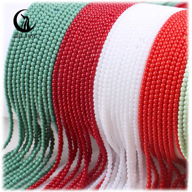 Zhe Ying Wholesale 2mm Diy Beads Opaque Origin Color turquoise Coral Color High Quality Plain Round Beads