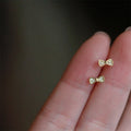 14K Gold Plating Women Wholesale Zircon Tiny Bow Stud Earrings