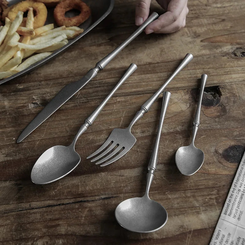 Hot Sale 304 Stainless Steel Cutlery Black Flatware Matte Knife Fork Spoon Chopsticks Silverware for Restaurant