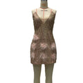 S-XL New Arrival Feather Dress Pink Deep V Neck Sleeveless Mini Bodycon Skinny Summer Club Night Wear Evening Dresses
