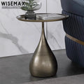 WISEMAX FURNITURE Italian Style Sofa End Table Home Furniture Living Room Round Top Teardrop Shaped Copper Metal Side Table