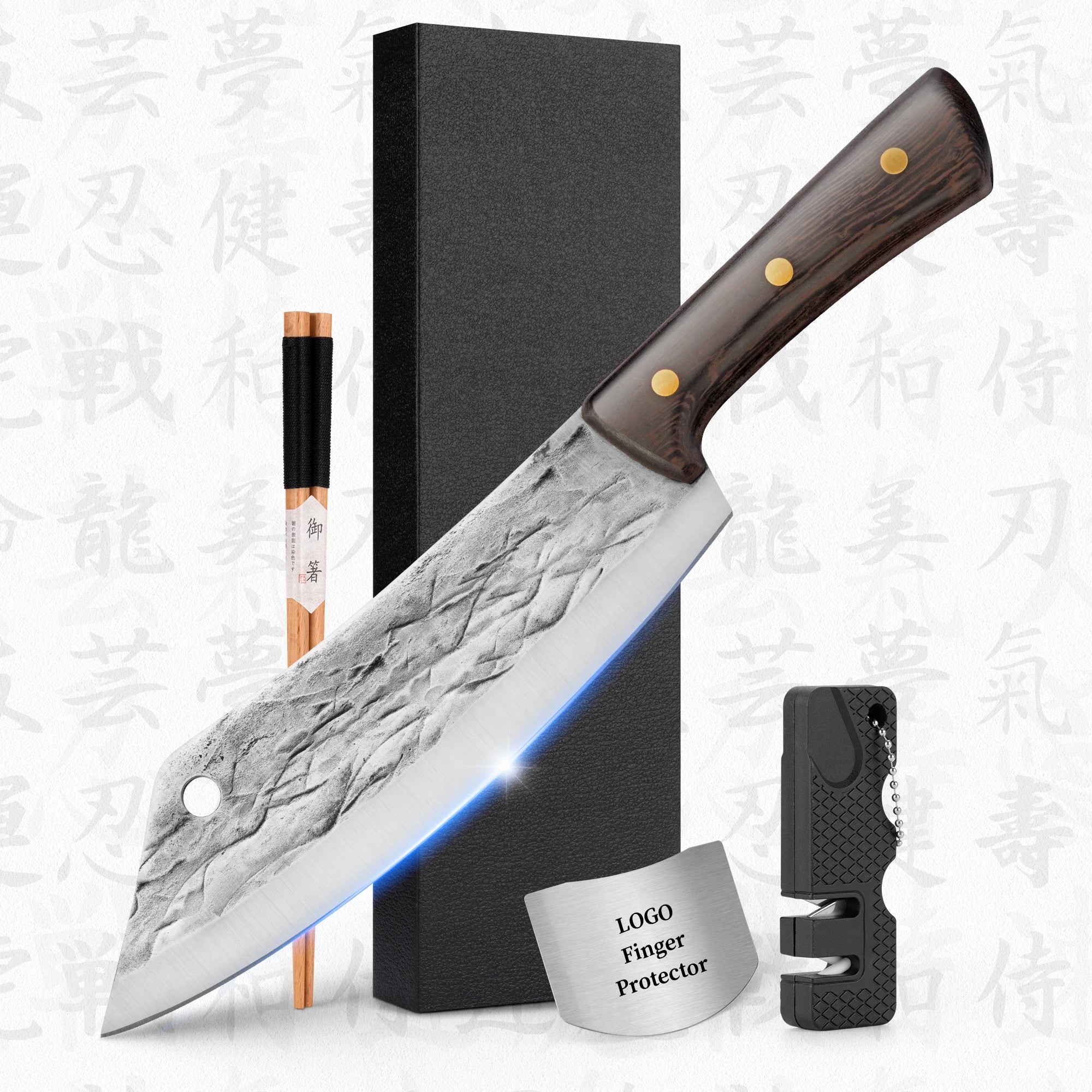10% Off Custom Logo Full-Tang Super Heavy Duty 8 Inch Chinese Kitchen Knives Meat Cleaver Forged Butcher with Wenge Wood Handle