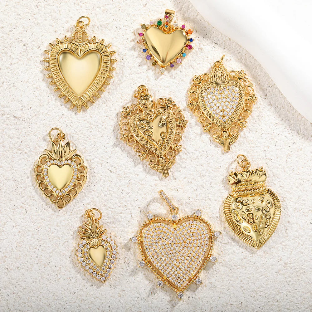 Fashion Heart Pendant Charm Heart Pendants for Jewelry Making Cubic Zircon Charm love Heart Shape Pendant DIY Jewelry Necklace
