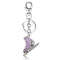 Fashion Ice Skating Keychain Snow Shoe Crystal Rhinestone Winter Souvenir Sport Metal Key Chain Ice Skates Key Ring Ski Keychain