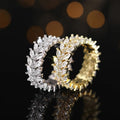 CAOSHI Exquisite Full Paved Marquise Cut Cubic Zirconia Silver/Gold Plated Band Rings for Trendy Women Wedding Engagement Rings