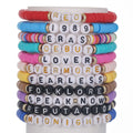 11pcs Colorful Soft Clay Bracelets Set " Lover Fearless Anti Hero Folklore Speak Now Friendship TS " Bracelets for Women