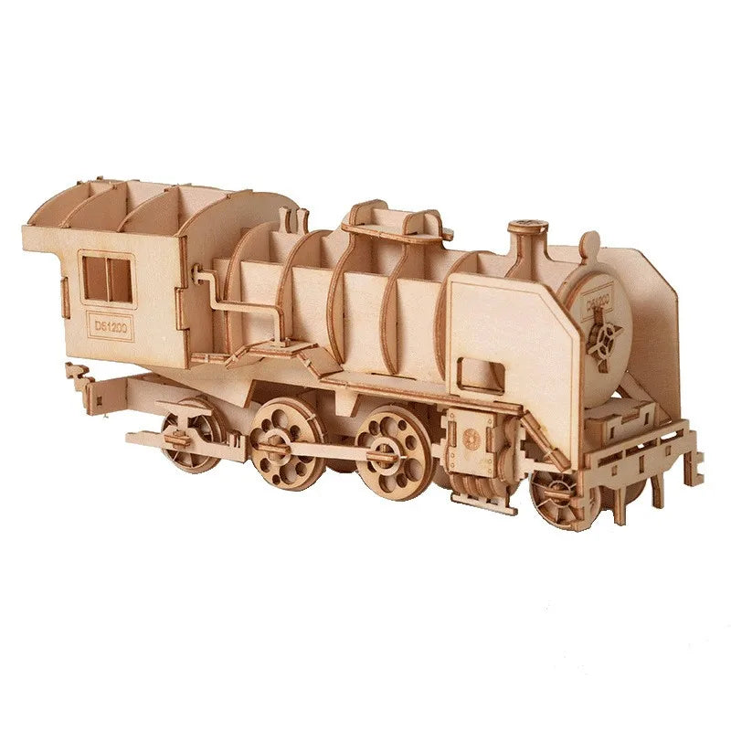 New DIY Wooden Steam Train Models 3D Puzzles Handicraft Toys for Adults and Kids