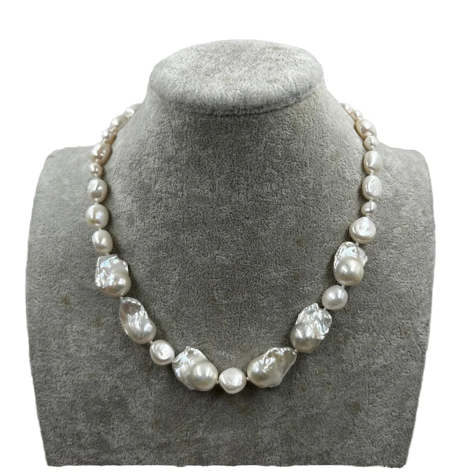 Nature Freshwater Baroque Pearl Choker Necklace Real Gold Plating 36-50 CM Stainless Steel Length Elegant and Stylish