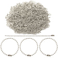 Rhodium Round Ball Bead Chains  Length Dog Tag Bulk Chains With Connector for DIY Pendant Jewelry Findings