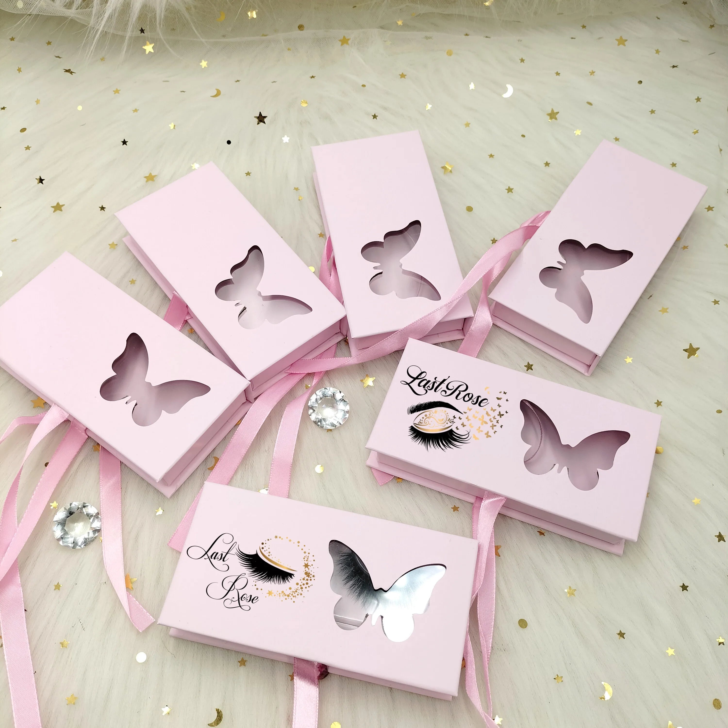 Lashbox Rectangle Eyelash Case Private logo False Eyelash Packaging Box With Butterfly Window Empty Lash Cases Eyelash