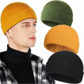 Custom logo Wool Fisherman Beanies Short Knit Watch Cap Cuffed Trawler Hats for Men